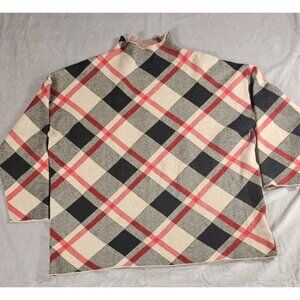 Rachel Zoe Mock Neck Plaid Tartan Soft Cozy Knit Pullover Sweater XL ((HL52)